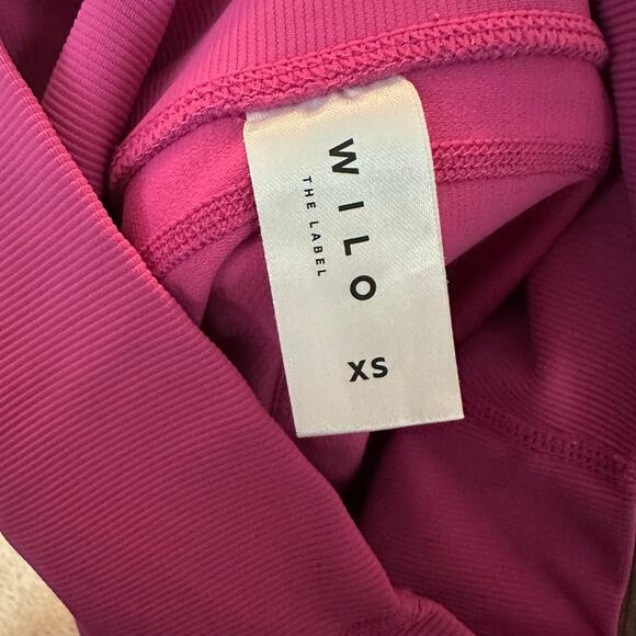 Wilo The Label Womens Leggings Size XS Fuchsia Ruched Leg Ribbed High Waist - Picture 7 of 7